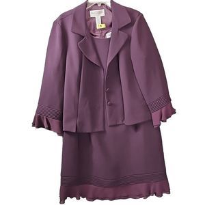 Jessica Howard 2 Piece Dress Sz 20 Petite Eggplant Lined Jacket